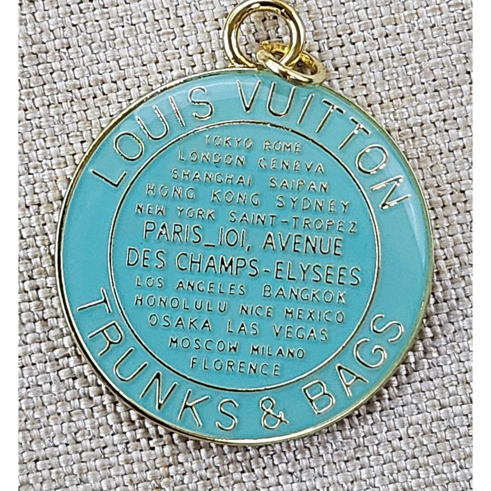Louis Vuitton Trunks & Bags Charm Unisex OS Turquoise Gold Enamel Bag Pendant - Picture 2 of 5